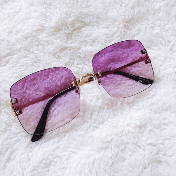 Laurel Clear Purple Rimless Sleek Sunglasses - Picture 3 of 11